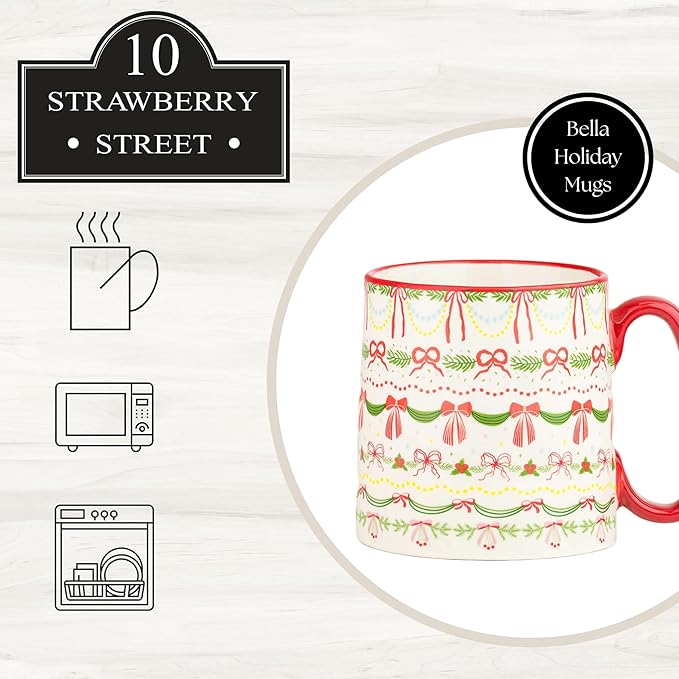 10 Strawberry Street Bella Mug Garland, Set of 4