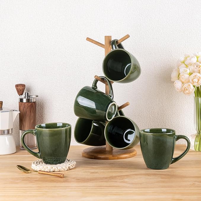 GBHOME Ceramic Coffee Mugs Set of 6, 12oz Stoneware Coffee Mugs Set For Dad Mom Women MEN, Light Weight Coffee Cups for Latte/Tea/Beer/Hot Cocoa, Dishwasher & Microwave Safe