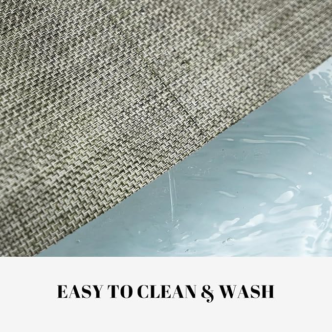 Placemats Set of 12 Vinyl/Plastic Woven Place Mats for Kitchen Table Indoor/Outdoor Washable Placemat Wipeable Dining Table Mats (Brown,12)
