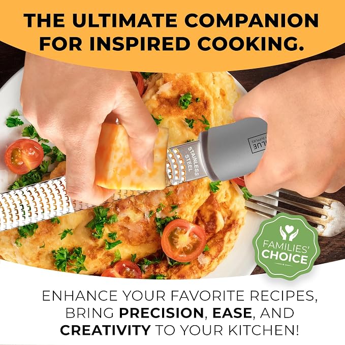Orblue Lemon Zester & Cheese Grater - Premium Citrus Zester, Kitchen Grater for Parmesan, Chocolate, Fruits, Vegetables, Ginger, Garlic, Nutmeg - Stainless Steel Blades with Protective Cover, Gray