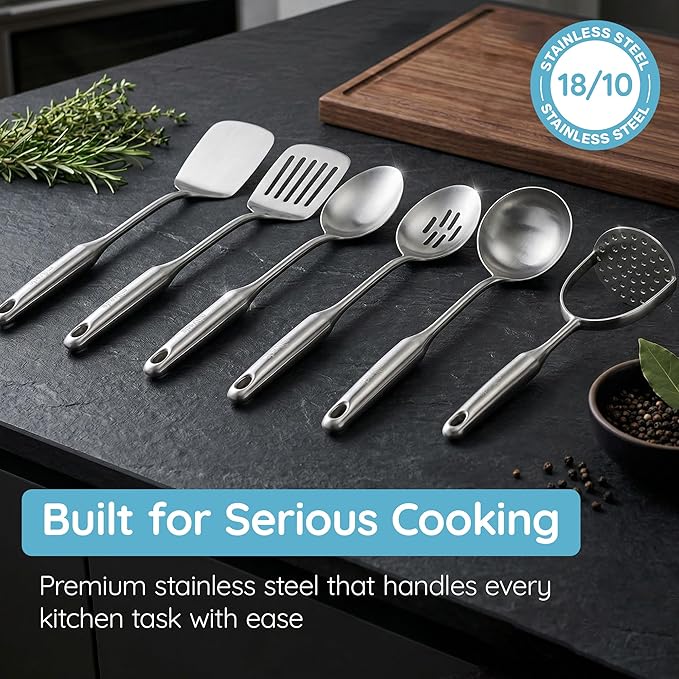 Millvado Stainless Steel Cooking Spatula,15 Inch Metal Turner, Kitchen Slotted Flipper For Grills, Camping BBQ’s, Frying Pancakes, Burgers, Large Cookware For the Professional Chef
