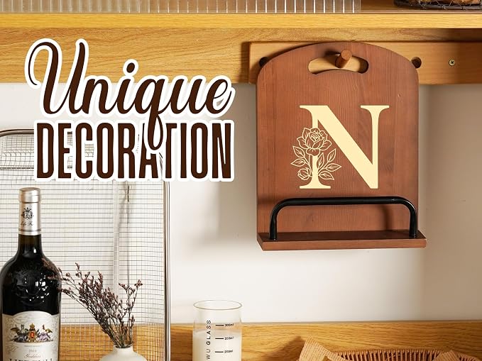 INNObeta Cookbook Stand for Kitchen Counter, Adjustable Tablet Recipe Book Holder, Perfect Gifts for Women, Mom, Grandma on Birthday, Unique Kitchen Decor, Initial N
