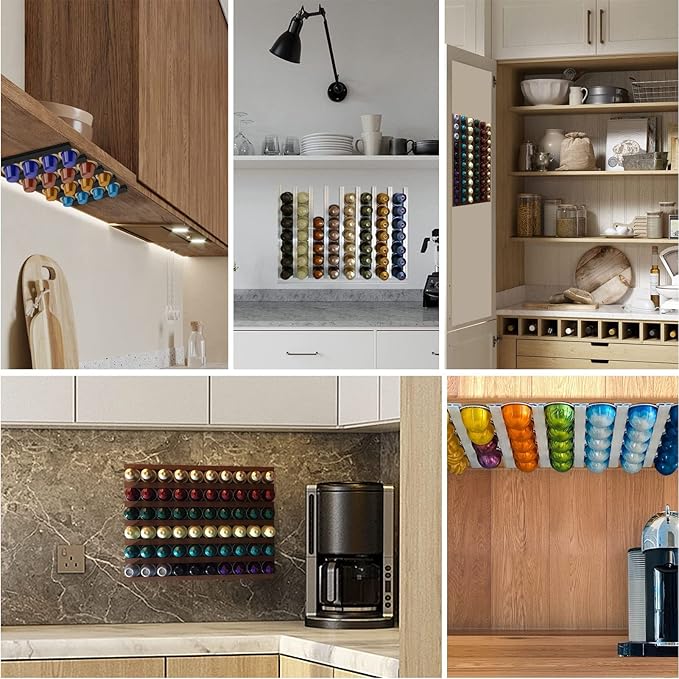 Wall Mount Coffee Capsule Organizer Counter Top Storage Pods Holder