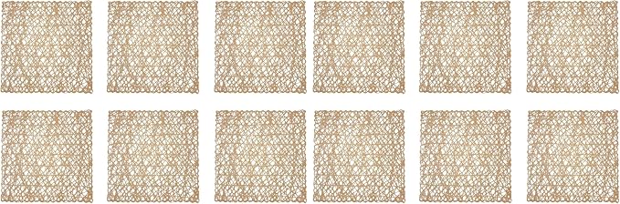DII Woven Paper Tabletop Collection Holiday or Event Décor, Reversible Square Placemat Set, 16x16, Taupe, 6, Piece (Pack of 2)