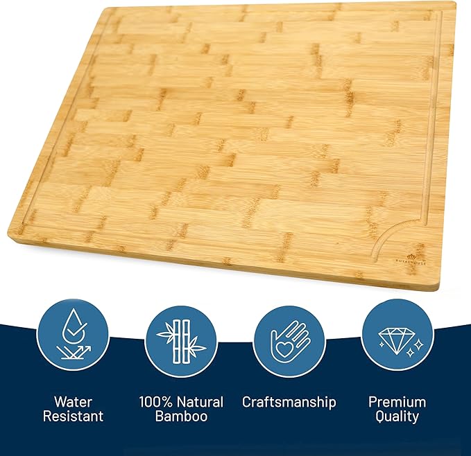 3XLarge Thick Cutting Board, 24"x18''x1'' Bamboo Cutting Boards for Kitchen with Juice Groove and Kitchen Chopping Board for Meat Cheese board Heavy Duty Serving Tray, 3XL