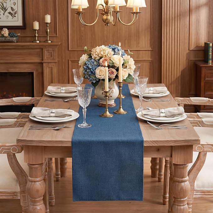 Artoid Mode Navy Blue Table Runner, Seasonal Summer Fall Washable Kitchen Dining Table Decoration for Home Party Decor 13x90 Inch