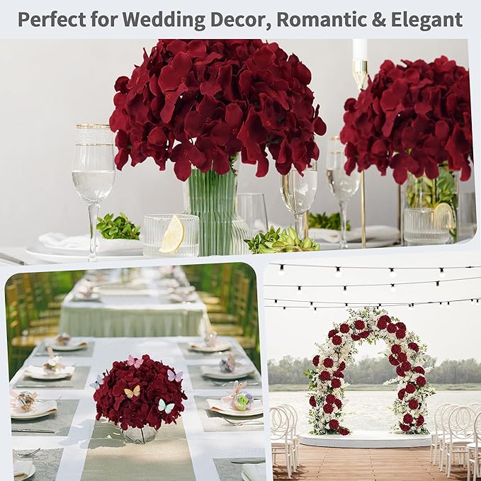 Artificial Hydrangea Flowers Bulk 40PCS with Stems Full Fluffy Silk Hydrangea Heads for DIY Floral Arrangements Home Decor Table Centerpieces Small Wedding Bouquets Party Decorations