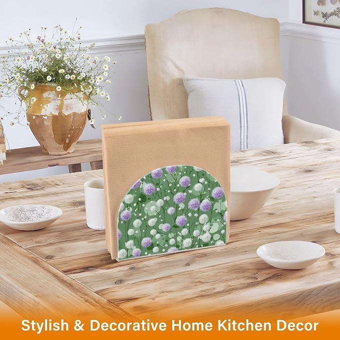 Napkin Holder Acrylic Napkin Holder for Table Kitchen Party Restaurant U Shaped Upright Napkin Dispenser Organizer Dark Green Flowers Blooms