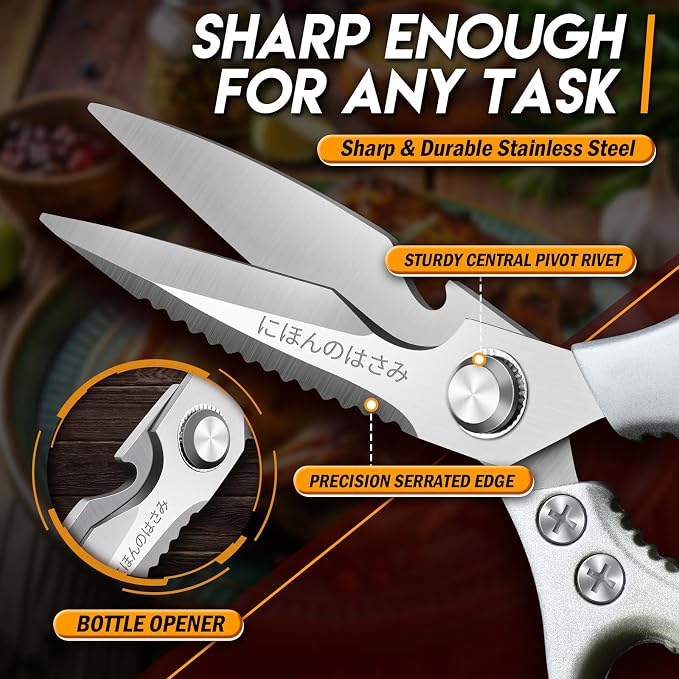 TIJERAS Kitchen Scissors Set Gold - Stainless Steel Kitchen Shears, Sharp Meat Scissors, Heavy Duty Poultry Shears, Japanese Cooking Scissor for Food, Chicken, and Turkey, Gifts for Women Men