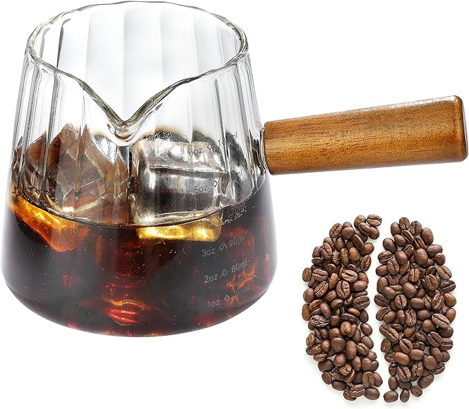6OZ Espresso Cups, JINLIFA Glass Espresso Shot Measuring Cup with V-Shaped Mouth, Markings in both oz& ml