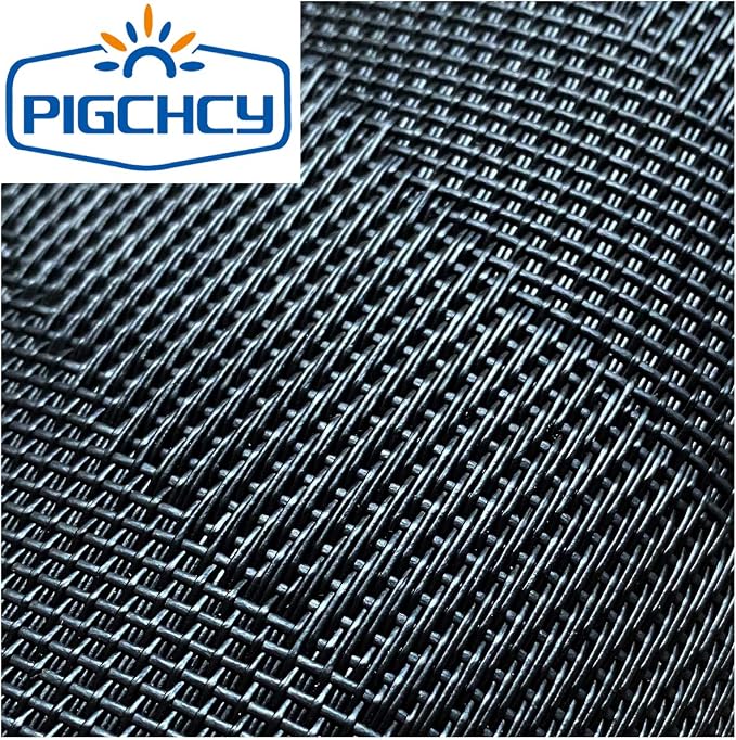 PIGCHCY Round Placemat Set of 6 Heat Resistant Vinyl Washable Kitchen 15 inch Placemats for Home Indoor Outdoor Party (Black)