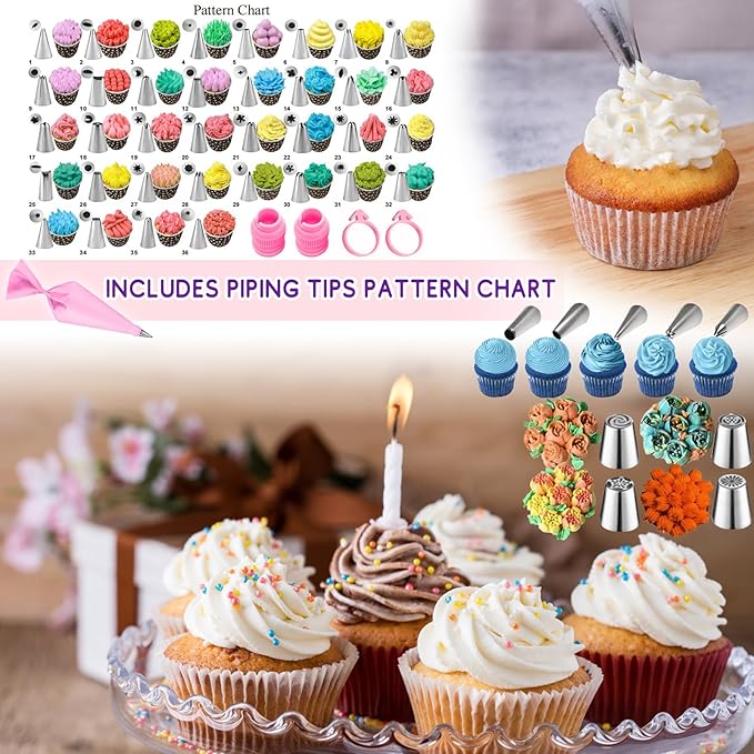 492set Cake Decorating Tools Kit,Include Piping Bags and Tips Set,Baking Supplies Accessories with Storage Case,Cupcake Cookie Frosting Fondant Bakery for Adult Beginners or Professional Cake Shop
