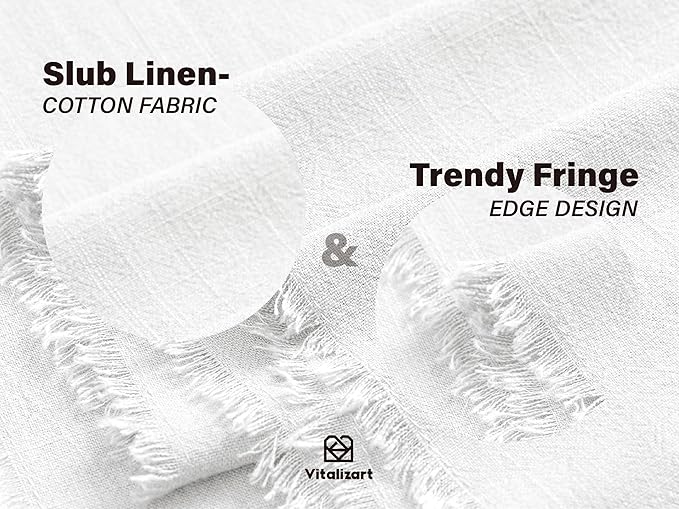 Vitalizart White Table Runner 14 x 120 Inches Long Slub Texture Cotton Linen Table Runner for Rustic Home Decorations Dining Room Wedding Decor Reception Bridal Shower Thanksgiving Christmas
