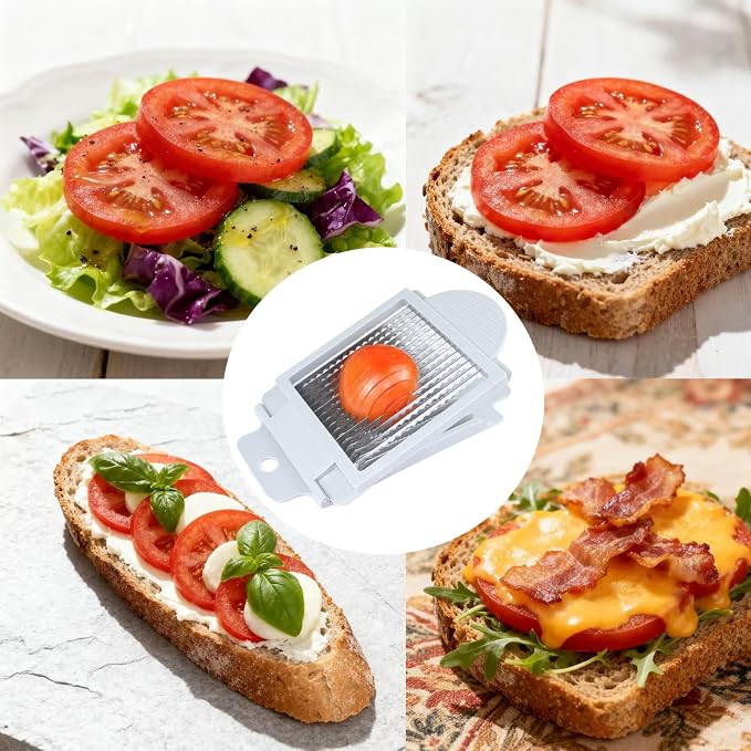 Tomato Slicer,Stainless Steel Tomato Cutter Dedicated Tomato Slicing Tool Portable and Easy Work for Hamburger Salad Tomato Slices