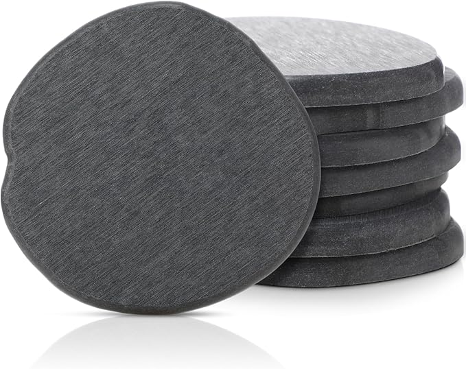 Diatomaceous Earth Coasters Set of 8，Cool Absorbent Quick-Dry Drink Coasters for Desks, Cute Modern Stone Design with Stylish Grey Aesthetic (8, Grey)