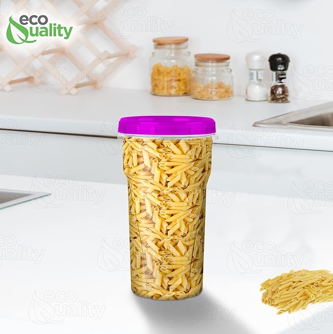 48 oz Clear Twist Top Storage Deli Containers with Leak Proof Lids Purple - BPA Free Snack Containers Airtight Reusable Plastic Food Storage Canisters with Twist Seal Caps, Food Storage, Meal Prep, Freezer, Kitchen Organizer, Stackable, Reusable (8)