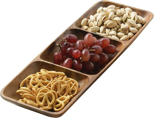 Premier Housewares 3-Section Rectangle Serving Dish - Acacia Wood
