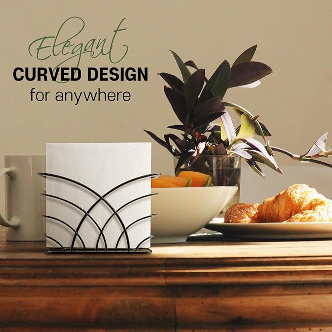 Napkin Holder for Table – Black Iron Upright Napkin Dispenser for Paper Napkins, Napkin Dispenser for Kitchen Dining, Cocktail Picnic Bar Modern Kitchen and Dining Decor, Servilletero