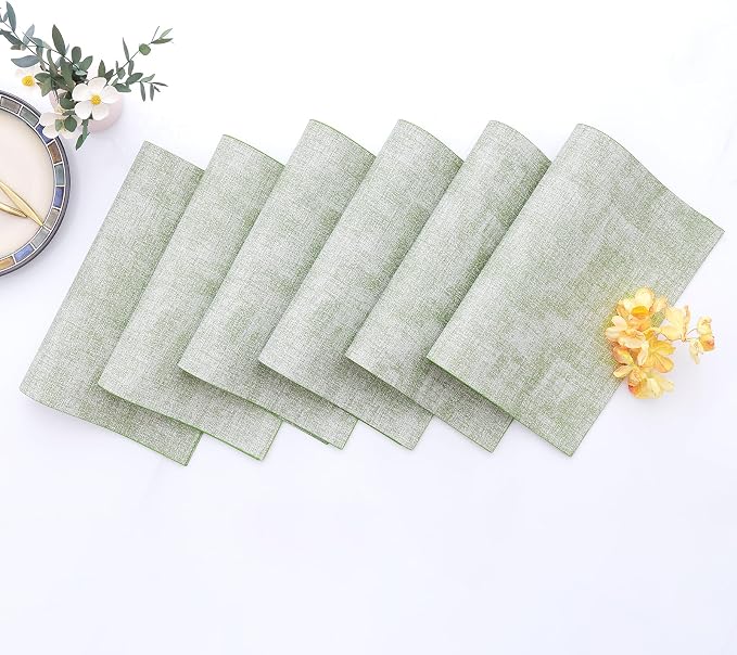 Homaxy Faux Leather Heat Resistant Placemats for Dining Table Set of 6, Waterproof Wipeable Washable PU Table Mats, Easy to Clean Anti-Slip Place Mats, 11.8" x 17", Grass Green