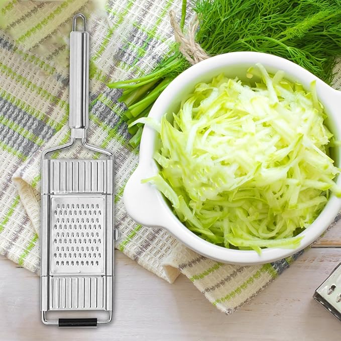 4 in 1 Vegetable Slicer Set, Stainless Steel Cheese Grater & Vegetable Chopper, with 4 Multifunctional Adjustable Blades for Cheese, Vegetables, Ginger, Fruit, Chocolate