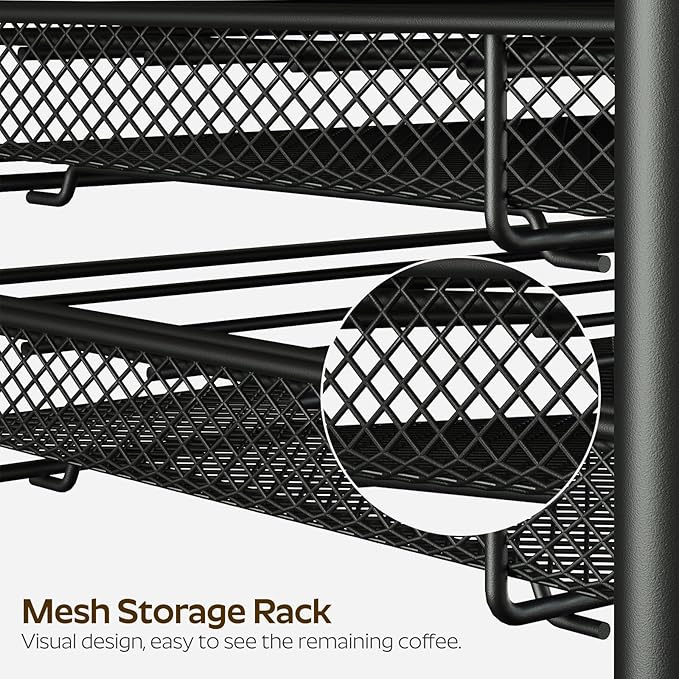 YATINEY Coffee Pod Drawer Holder, 70 Capacity Coffee Capsule Storage Organizer, 2-Tier Coffee Pod Drawer for K Cup, for Home Kitchen, Greige KH28BG