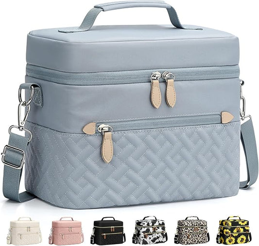 Capolo Lunch Box for Women Men Adults,Insulated Lunch Bag Leakproof Lunch Cooler Box with Removable Strap Cute Lunch Tote Bags Reusable Thermal Lunchbox for School Work Picnic(Small,Blue)
