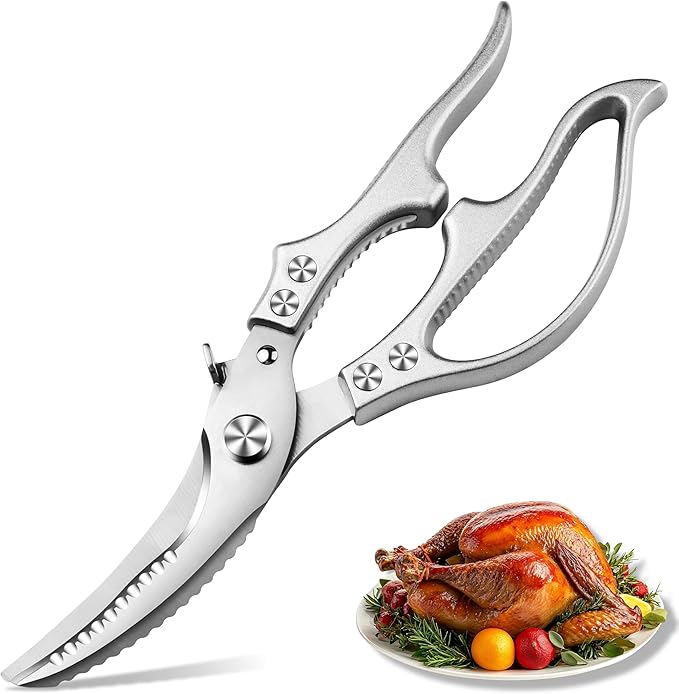 Poultry Shears, Kitchen Scissors for Food, All Purpose Heavy Duty for Chicken Wing/Thigh/Bone, Meat, Quail, Fish, Turkey, Vegetables, Stainless Steel Cooking Aid Scissors, Dishwasher Safe