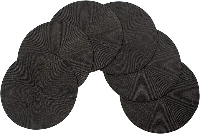 Vienna Woven Spiral Table Placemats 15 Inches Round Set of 6 Non-Slip Dining