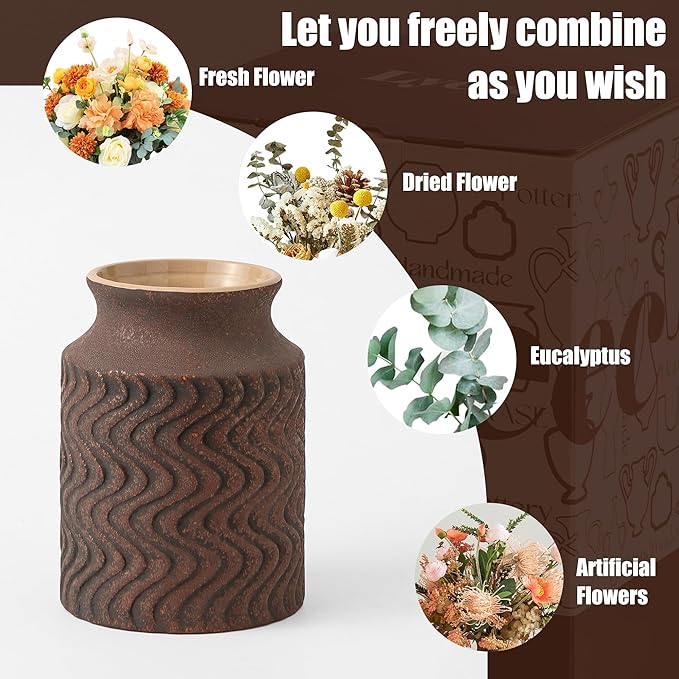 Farmhouse Ceramic Farmhouse Kitchen Utensil Holder for Countertop, Rustic Cooking Utensil Holder Crock Fit for Kitchen Counter