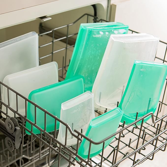 CUISIPRO Silicone Reusable Leakproof Bags Set of 2, Clear, 200ml/6.75oz