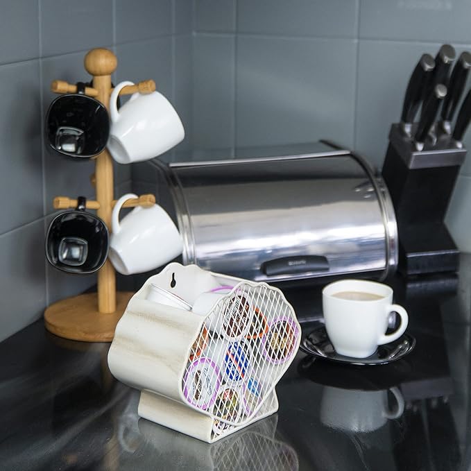 Made Easy Kit Coffee Pod Basket Organizer Useful Decor - Compatible with Keurig K-Cup Pods - Home Coffee Bar Functional Decoration - Café Station Countertop Freestanding Storage Sea (Clam Shell)