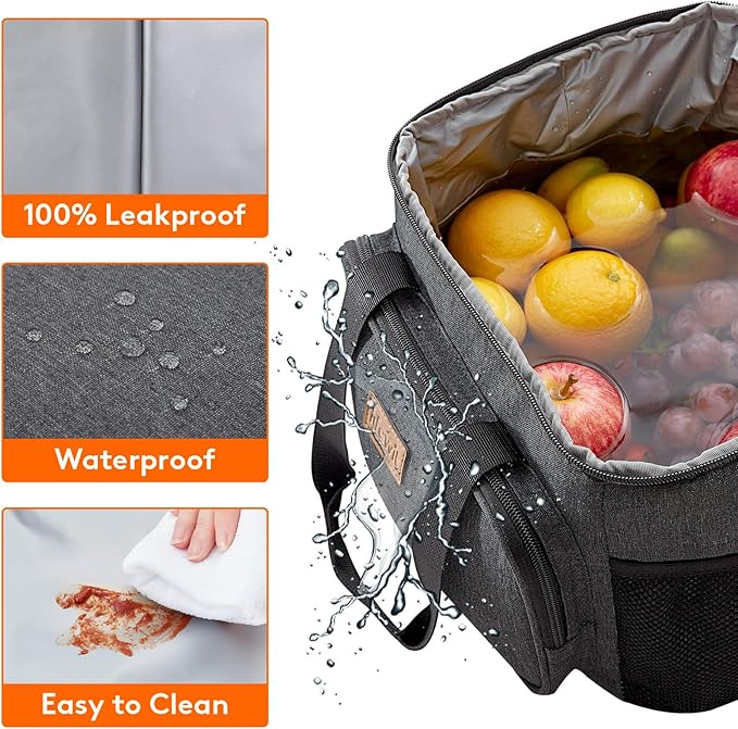 Lifewit Large Lunch Bag, Insulated Lunch Box, Soft Cooler Cooling Tote for Adult Men Women, Dark Gray 24-Can (15L)
