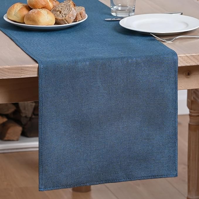 Artoid Mode Navy Blue Table Runner, Seasonal Summer Fall Washable Kitchen Dining Table Decoration for Home Party Decor 13x90 Inch