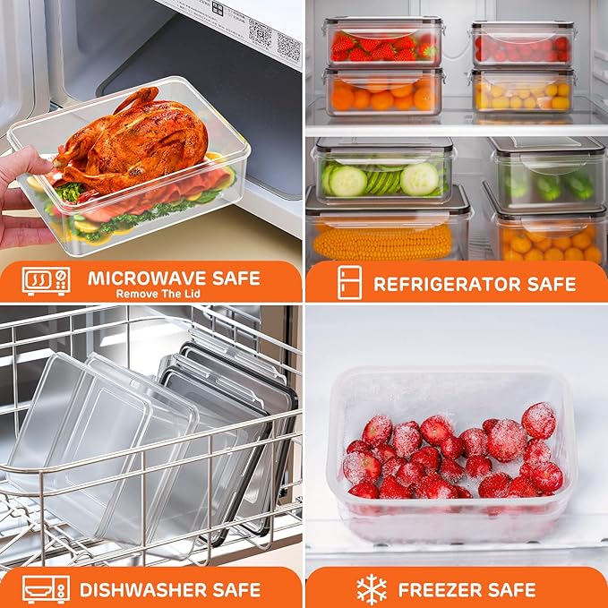 52 PCS Food Storage Container with Lid (26 Lids & 26 Containers) - Airtight Leakproof Plastic Kitchen Organization Set Reusable Microwave/Freezer/Dishwasher Safe Meal Prep Container with Label & Pen