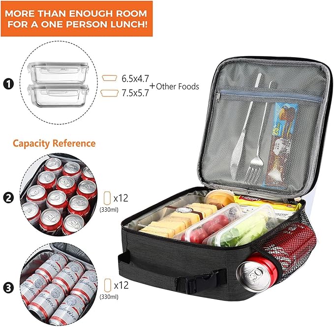 Lunch Box for Men Women Adult-Small Insulated Lunch Bag for Office Hiking - Portable Reusable Lunch Box
