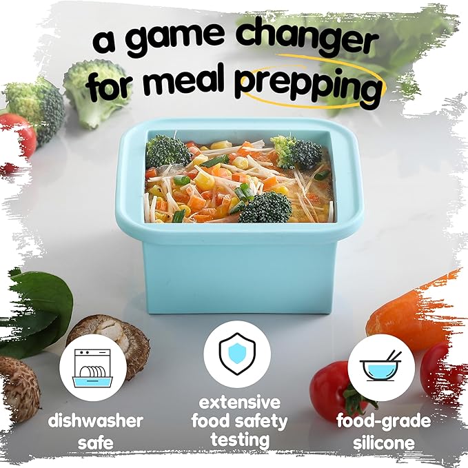 2-Cup Silicone Freezer Trays with Lids – Perfect for Meal Prep, Portion Control, and Easy Freezing-Meal Prep Container Molds for Soup,Leftovers (Multicolors, 4 Pack)