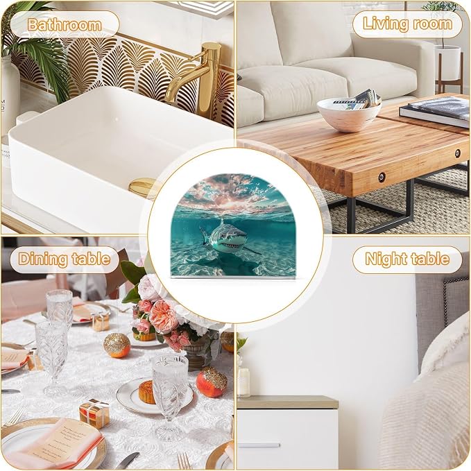 Napkin Holder Acrylic Napkin Holder for Table Kitchen Party Restaurant U Shaped Upright Napkin Dispenser Organizer Shark Ocean