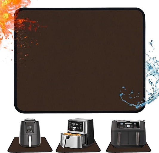 Heat Resistant Mat for Air Fryer, 12 x 14in Heat Resistant Mat for Countertop, Fireproof Silicone Countertop Protector Appliance Slider Hot pod for Air Fryer, Coffee Maker, Toaster, Oven (Brown)
