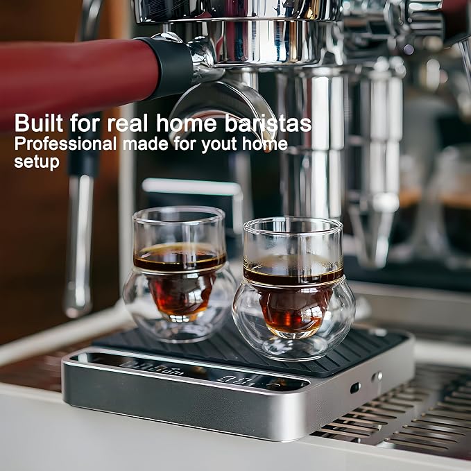 Double-Walled Espresso Cups,Small Unique Glass,Set of 2, 4oz | Handcrafted Espresso Glasses, Clear Borosilicate Glass, Dishwasher Safe, For Coffee Machines