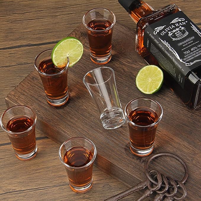 2 OZ Tequila Shot Glasses 24 Pack - 3.2 Inch Elegant Clear Glass Set for Parties, Weddings & Gifts, Heavy Base Dishwasher Safe Cordial Glasses
