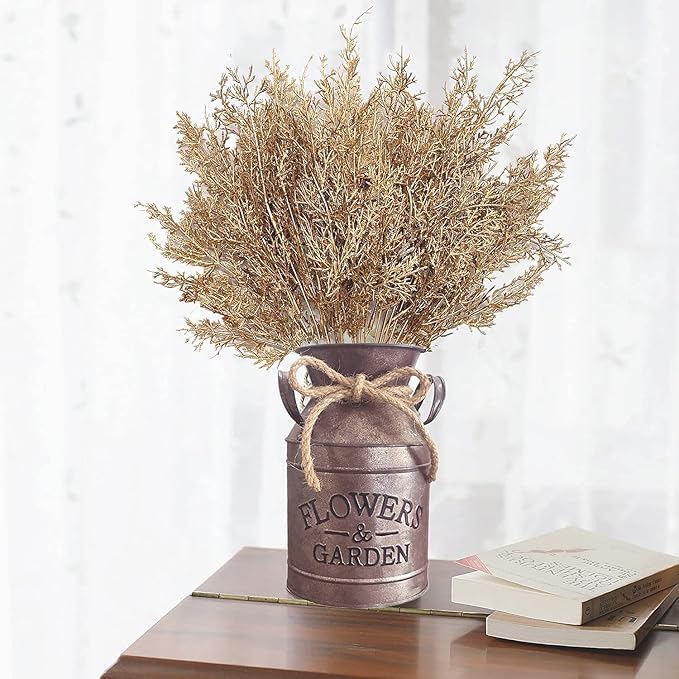 Artificial Branch Golden Antlers Grass, Fake Plants Plastic Twig Branches Faux Plant for Xmas Party Home Garden Indoor Outdoor Wedding Table Centerpiece DIY Decor Christmas Decoration - Gold 4 Pack