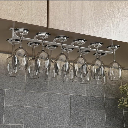 White Wine Glass Rack, Hanging Wine Cup Holder for Under Cabinet Kitchen Bar, Wine Storage Shelf, Wrought Iron Glass Goblet Stemware Racks (Size : 60x18cm)