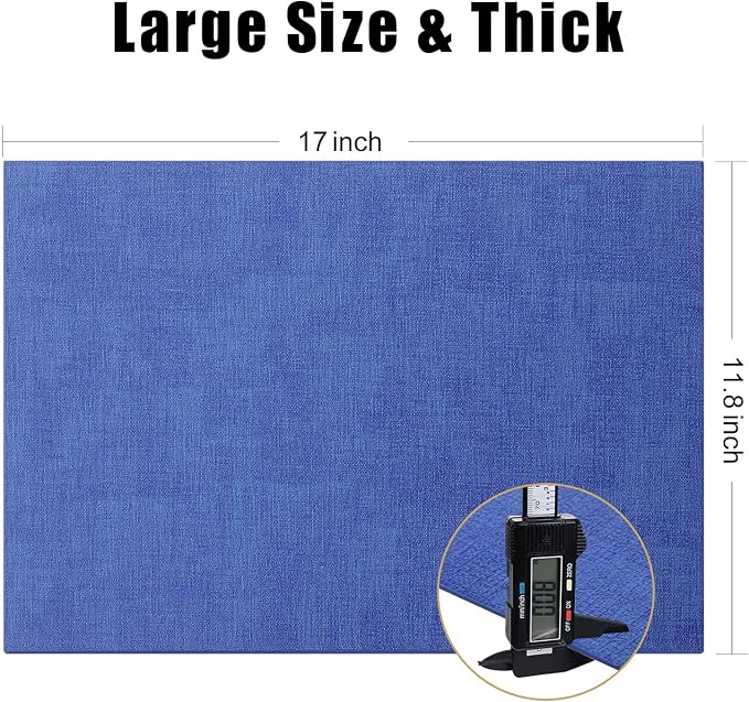 Homaxy Faux Leather Heat Resistant Placemats for Dining Table Set of 8, Waterproof Wipeable Washable PU Table Mats, Easy to Clean Anti-Slip Place Mats, 11.8" x 17", Sea Blue