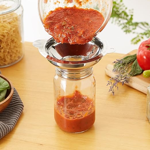 RSVP International Endurance Canning Collection Non-Reactive 18/8 Stainless Steel, Dishwasher Safe, Funnel, Wide Mouth, 2-3/4"