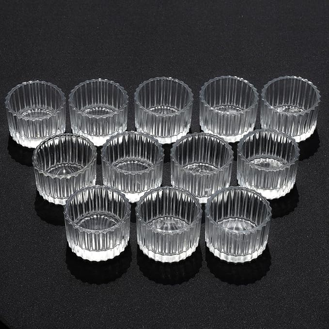 VOHO Tealight Candle Holder Set of 24, Glass Tea Lights Candle Holder for Birthday Decorations, Crystal Clear Candle Holders for Table Centerpiece(2 in x 1.4 in, Clear)