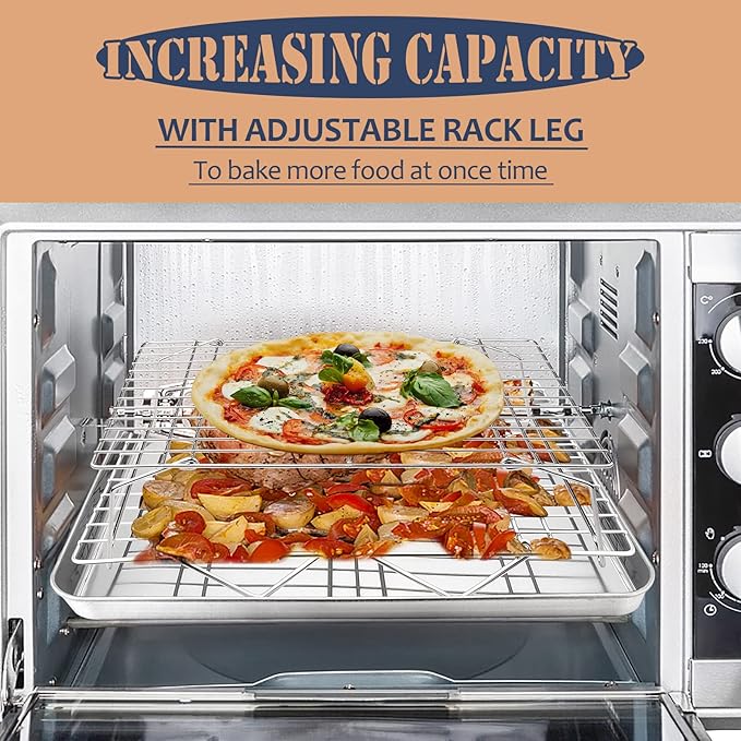 E-far 5-Tier Cooling Rack, 15”x10.1" Stainless Steel Stackable Wire Cooling Rack for Baking Cooking, Folding Leg & Non-toxic, Oven Safe & Dishwasher Safe
