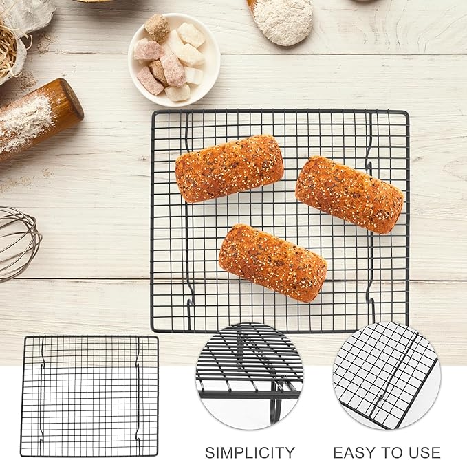 Ipetboom Stainless Steel Cooling Rack and Pastry Rack 2pcs, Nonstick Cake Cooler Grid Tray for Muffins, Cookies, Bread Baking and Cooling, Oven-safe Kitchen Tool for Home Bakers