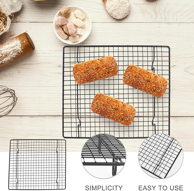 2pcs Stainless Steel Cake and Cookie Cooling Rack Set, Nonstick Baking Grid Tray for Muffins and Bread, Sturdy Oven-safe Cooling Rack for Kitchen Baking Tools