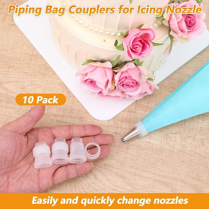 20Pcs Piping Bag Couplers, Transparent Plastic Pipe Tip Coupler for Icing Nozzles, Reusable Small Piping-Tip Holder Cake Decorating Supplies