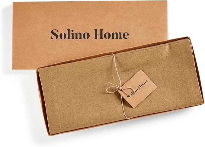 Solino Home Linen Table Runner 36 Inches - 100% Pure Linen Tobacco Brown Table Runner 14 x 36 Inch Ideal for Dresser and Coffee Tables - Diana Medium Weight